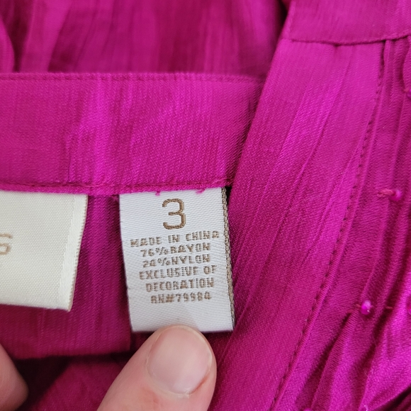 Chicos Bright Pink Pin tucked Beaded top Size 3 elbow 3/4 button cuff Sleeves - Picture 8 of 10